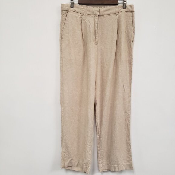 Old Navy Womens Taylor Wide Leg Linen Pants Size L Coastal Beachy Quiet Luxury - Picture 1 of 10